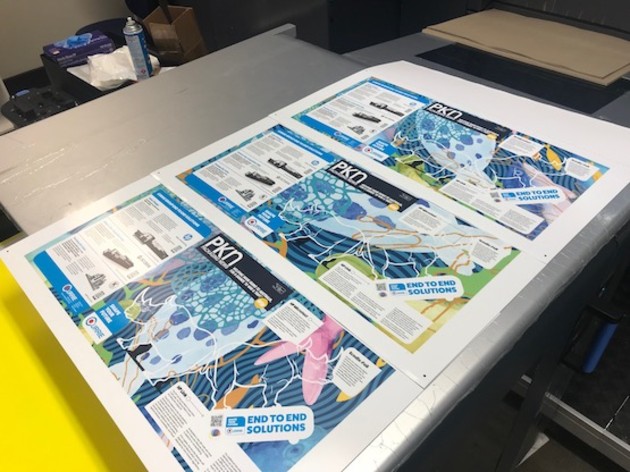 The first proofs (pre foiling) as they came off the HP Indigo press.