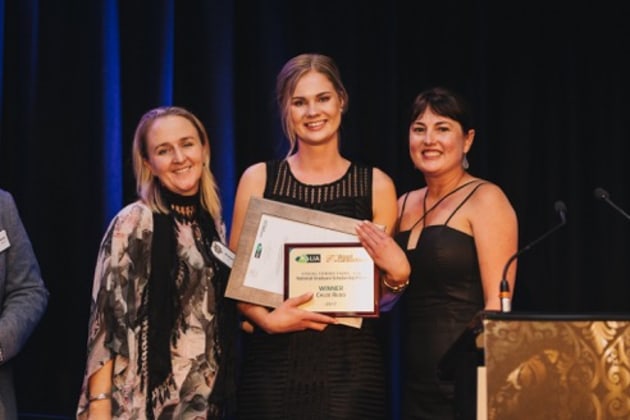 (L-R) Karen Goldsmith, Visual Connections; Chloe Rudd, LIA Graduate of the Year scholarship winner; and Mel Ireland, LIA.