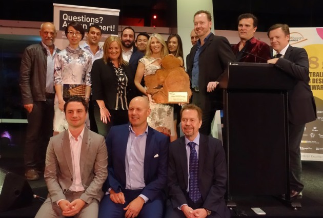 Group shot of award winners, judges and sponsors.