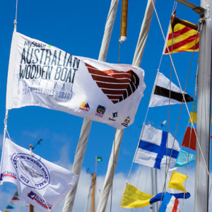 Flying the flag of the Mystate Australian Wooden Boat Festival.