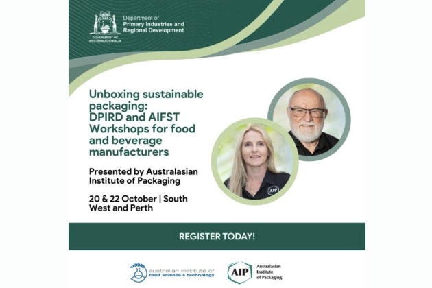 Unboxing sustainable packaging: DPIRD and AIFST Workshops for food and beverage manufacturers presented by AIP.