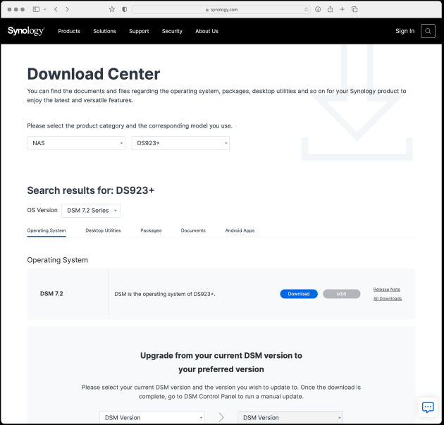 1) Download Centre – ensure you have the latest operating system.