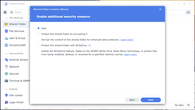 34) Skip the encrypting process (if desired).