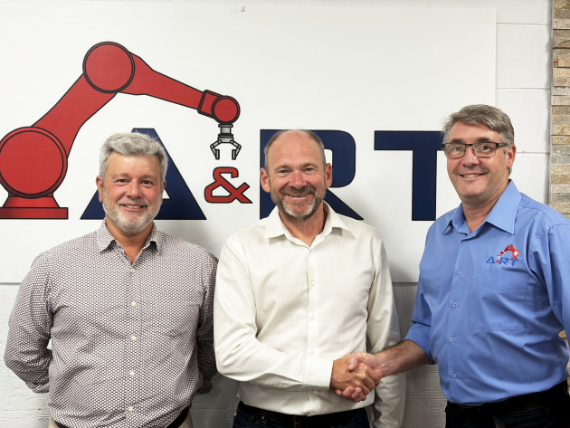 Unlocking growth opportunities: Geoff Murdoch, Phil Biggs (Packaging Partners) and Dale Collinson (A&RT) at the signing of the deal.