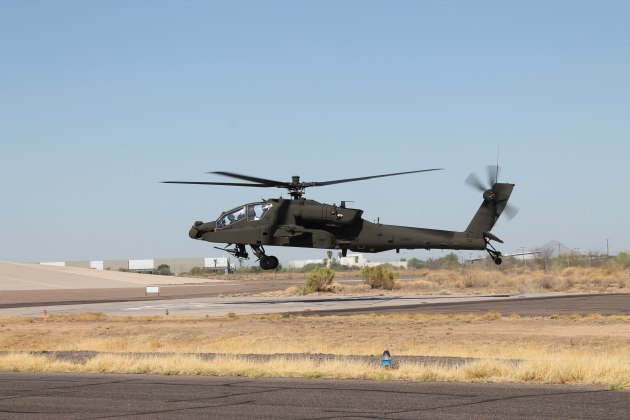 The Australian Army's first AH-64E Apache helicopter, A64-601, conducts initial flight testing at the Boeing Facility in Mesa, Arizona, prior to delivery to Australia.

Credit: Boeing