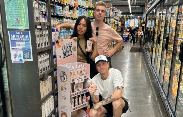 Bae Juice co-founders: (l-r) Sumin Do, Liam Gostencnik, and  Tim O'Sullivan, director.