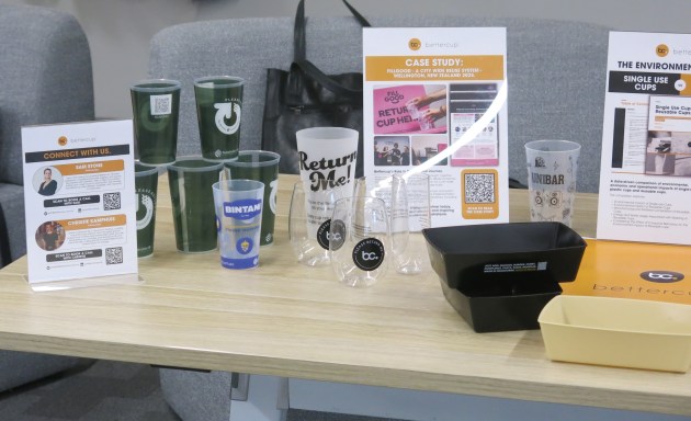 Bettercup demonstrated its reusable cup and container systems in use.