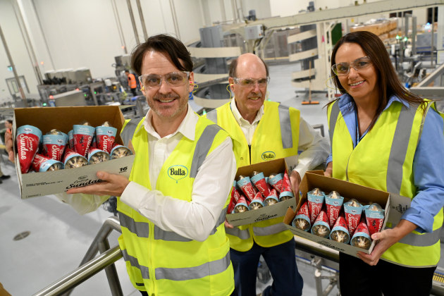 L-R: Acting CEO, James Downey, chair Ian Sloan, and COO Kylie Armstrong.
Source: Bulla