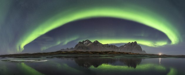 Aurorae Runner up, Celestial Arch © Luis Vilariño (Spain)	
This image shows an intense aurora, forming an immense arc that spanned more than 180º. A gigantic and perfect green neon sign illuminated the entire sky.