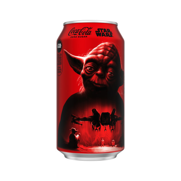 Coca-Cola can design showcasing Yoda