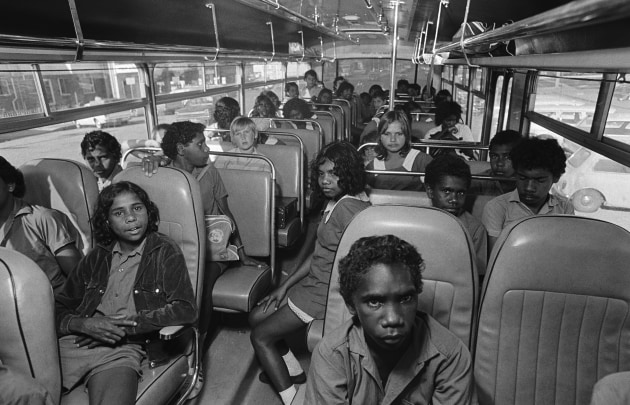 School bus, Yarrabah, 1974. Captured while working for the Department of Aboriginal Affairs. Courtesy of the Mervyn Bishop Trust / Josef Lebovic Gallery, Sydney
