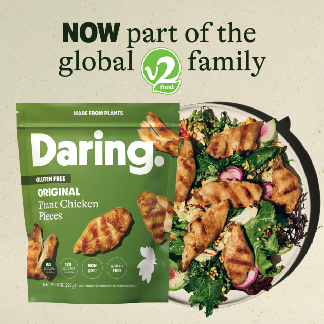 v2food has acquired US unbreaded plant chicken brand, Daring. (Image: v2food)