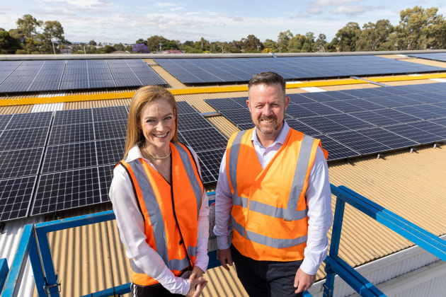 Solar success: Detmold CEO Sascha Detmold Cox with Tindo Solar CEO CEO Richard Petterson
