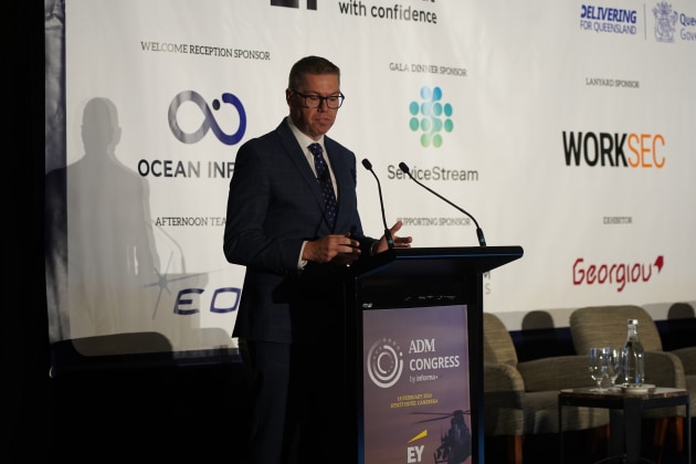 Minister for Defence Industry, Pat Conroy, at ADM Congress 2026 with ADM Publisher Ewen Levick.

Credit: Kirra Davey