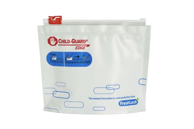 The Child-Guard Edge slider brings child-resistant functionality to small-format pouches.