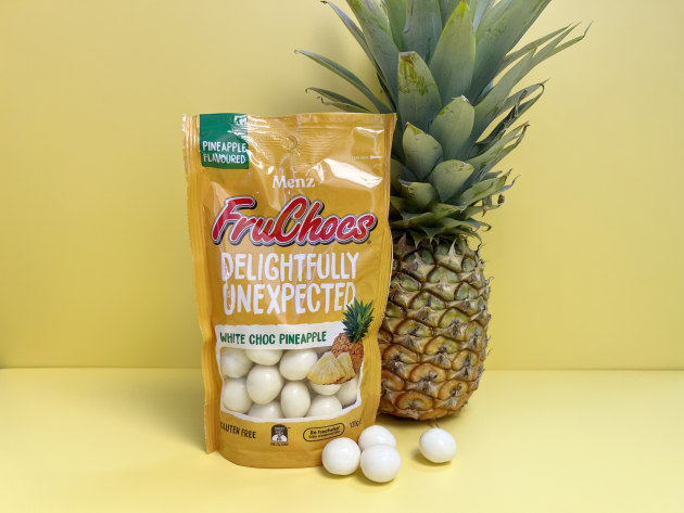 Menz Confectionery has launched a new tropical flavour of one of South Australia’s most iconic brands, FruChocs, bringing FruChocs White Choc Pineapple to supermarket shelves.
Source: Menz