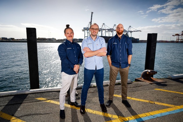 Greenroom Robotics Cofounders L2R Harry Hubbert, Zac Pullen, James Keane in Fremantle, Australia. 

Credit: Greenroom Robotics