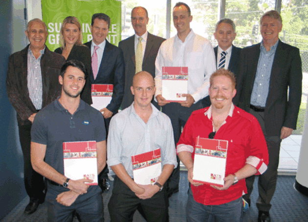 Back row John Zappia, Director Applied Training Solutions; Amanda Larkins, Business Unit Manager Applied Training Solutions; Dean Cox, AGFA; Ron Stewart, AGFA; Christian Fletcher, BHB; Bill Healey Printing Industries CEO, Paul Richardson, Lindsay Yates Group. Front row Alex Cohen, SNAP Norwest; Stephen Holland, Four Colour Graphics; Adrian McManis, Lindsay Yates Group.