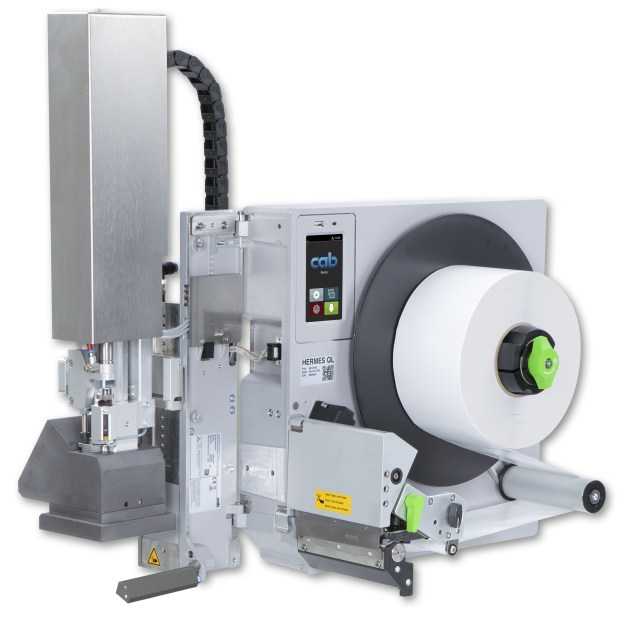 The new cab Hermes QL print and apply system is designed for resource-saving labels made from Herma InNo-Liner adhesive material. (Image: Herma / cab)
