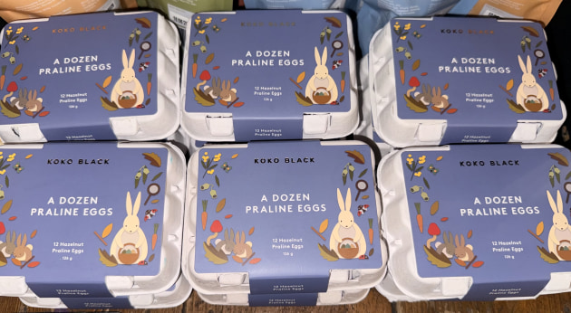 Koko Black's moulded fibre tray for praline eggs.