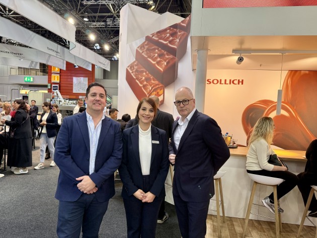 On the Sollich stand at interpack, (l-r) Paul Meischke, Mahdokht Aghel and Russell White of J.L.Lennard.
