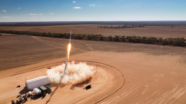 The HyImpulse SR75 rocket leaves the launch pad at Southern Launch’s Koonibba test range in South Australia.

Credit: Southern Launch