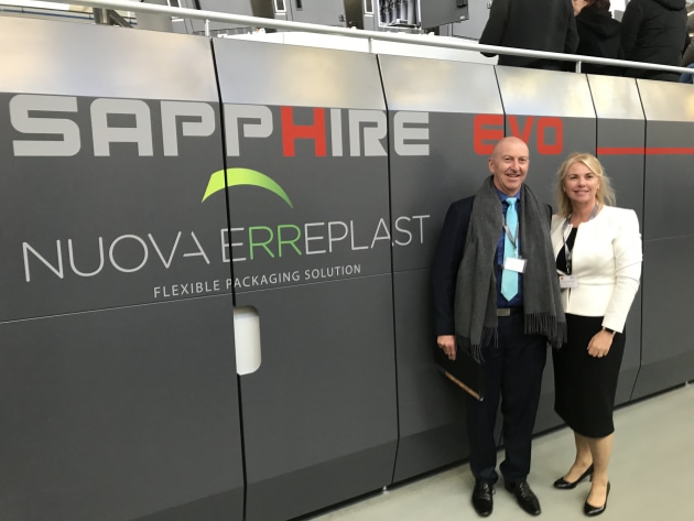 PKN's Lindy Hughson meets with Paul Haggett, sales and marketing director, enterprise inkjet systems division for Kodak Australia and New Zealand, at the Kodak event in Verona.