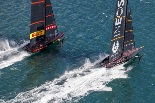 INEOS Team UK and Luna Rossa drag racing. Photo Credit: COR36 / Studio Borlenghi.