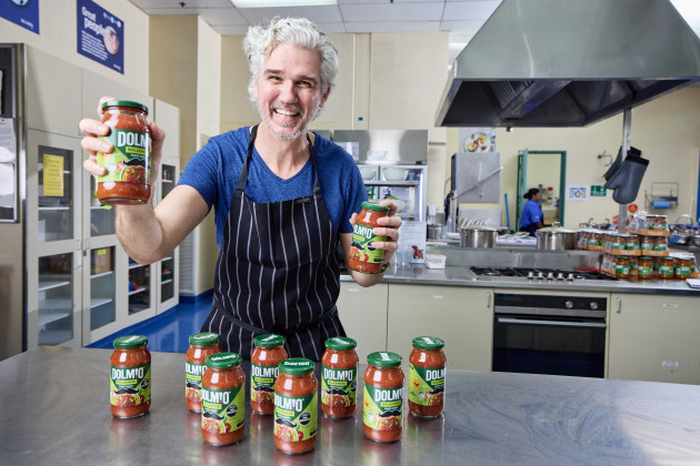 Mars Food & Nutrition is releasing limited-edition Dolmio Bolognese Pasta Sauce jars featuring a Movember moustache to raise awareness for men’s health. Pictured is Mars Food & Nutrition Australia general manager, Bill Heague, with the new jars.
Source: Dolmio