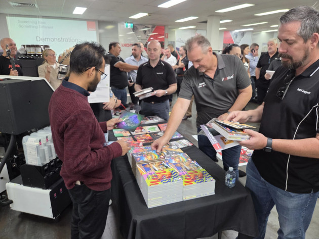 Great turnout: Representatives from Ball & Doggett, Graphic Art Mart, Pozitive, Spicers Australia and Spandex Australia were in attendance