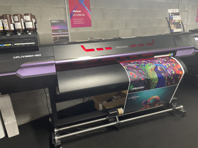 Technologies showcased included solutions from Roland DG, Mimaki (pictured), HP, Kongsberg, Kornit Digital, IECHO, Eclipse DTF and Impact CNC