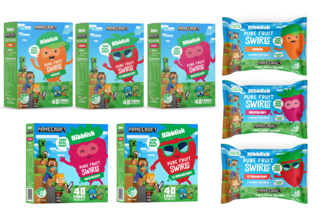 The Minecraft franchise is expanding its footprint on supermarket shelves, teaming up with snack brand, Nibblish, to launch Minecraft Pure Fruit Swirls in flavours Mango, Raspberry, and Strawberry.
Source: Asembl