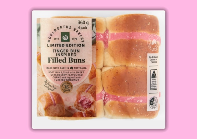 Woolworths Bakery has dropped a twist on an Australian classic, limited-edition finger bun inspired Filled Buns with extra icing and flavour.
Source: Woolworths