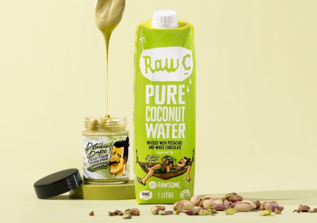 Raw C and Pistachio Papi have joined forces on a new limited-edition collaboration, with the launch of Raw C Pure Coconut Water infused with Natural Pistachio and White Chocolate.
Source: Raw C