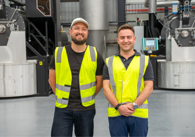 Allpress head roaster, Cam MacFadyen, and supply chain lead, Michael Levy.
Source: Allpress Coffee