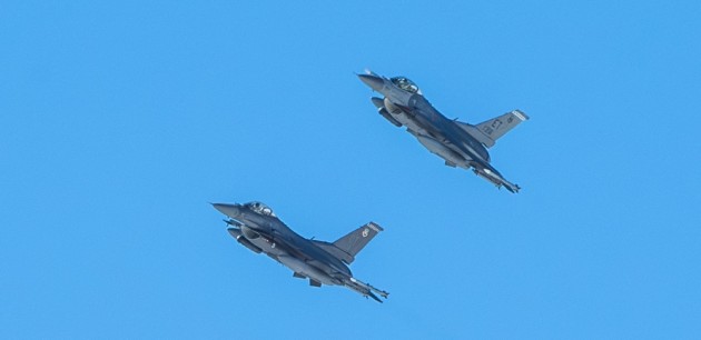 Two US Air Force jets equipped with IVEWS and SABR fly at Nellis Air Force Base, Nevada. 

Credit: Northrop Grumman