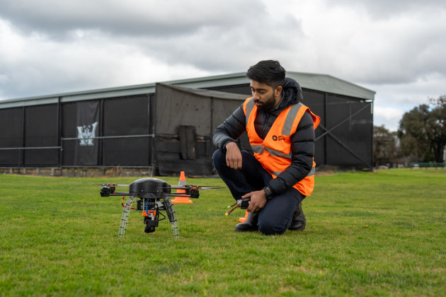 A Nova Systems employee testing a drone. 

Credit: Nova Systems