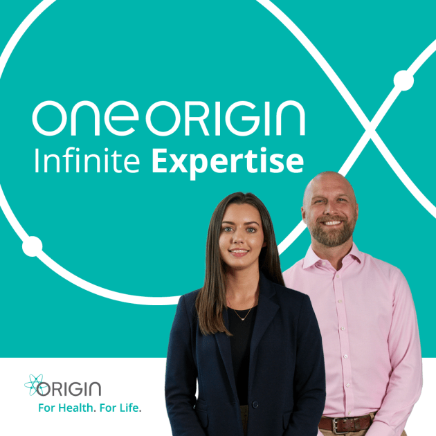 Origin operates globally under the banner One Origin. Infinite Expertise. Pictured here (l-r) is Katy Wells – customer excellence team manager, and Shaun Taplin, sales manager.