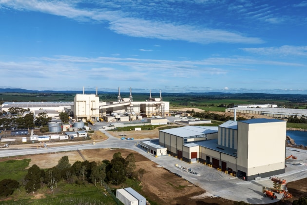 Orora's Gawler site, showing the glass beneficiation plant in the foreground. Image: Orora