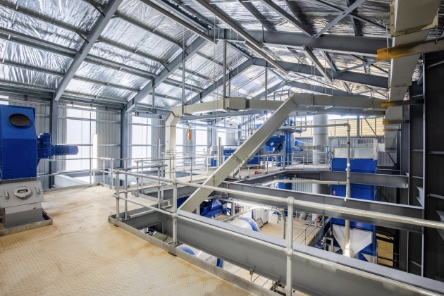 The Gawler glass beneficiation plant can process up to 150,000 tonnes of recycled glass each year. Image: Orora