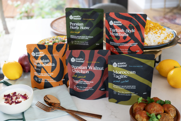Middle Eastern meal bases are hitting the shelves of Coles supermarkets this August, with Exotic Bazaar launching its Persian Walnut Chicken, Tunisian Shakshuka, and Moroccan Tagine products across Australia.
Source: Exotic Bazaar