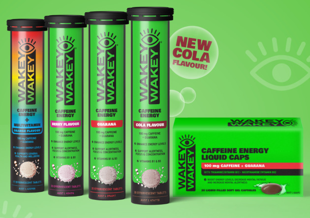 Health and wellness company, Wellnex Life Limited, has launched a new Cola flavour of its caffeine energy effervescent tablets through its supplement brand, Wakey Wakey.
Source: Wakey Wakey