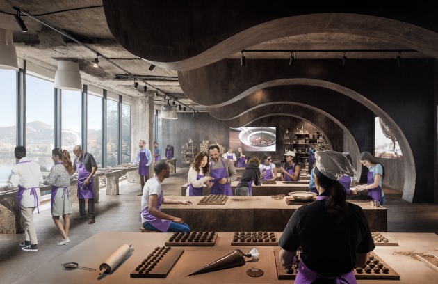 The Cadbury Factory waterfront parklands in Hobart, Tasmania, are receiving a makeover, as Australian chocolate consumption continues to drop. The $150 million attraction is set to open in 2027, with Cadbury acting as brand partner.
Source: Cumulus Studio and Art Processors