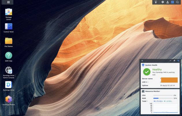 The interface within the browser is a desktop environment with it's own propriety DSM software & apps. Image: Tim Levy