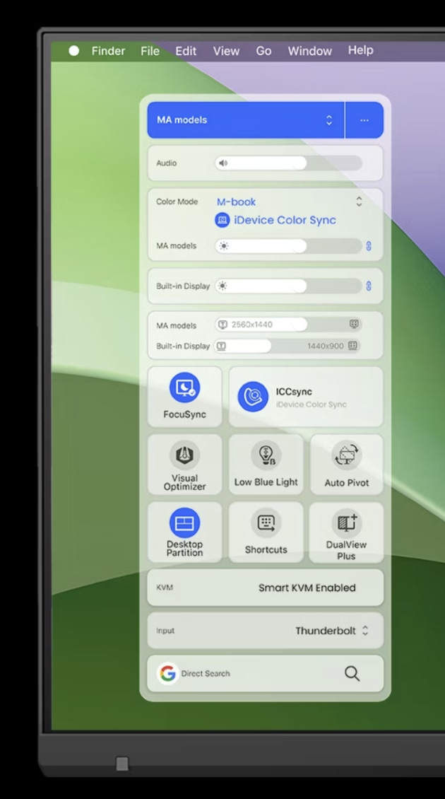 The Display Pilot 2 app allows you to control the monitor via your Mac. Image: BenQ