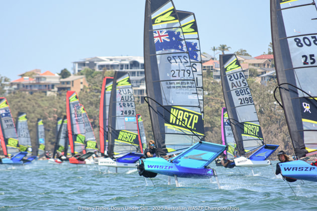 The fleet starting at the 2020 Australian WASZP Championships.