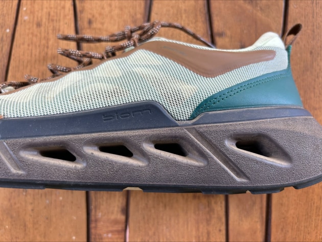 The unusual design of the soles offers a springy cushion underfoot.