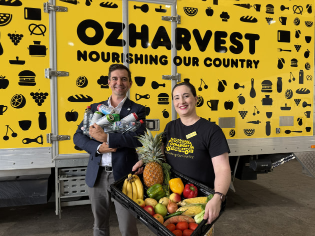 Container refunds collected through Queensland&rsquo;s Containers for Change have contributed to 200,000 meals for people facing food insecurity, according to OzHarvest. Pictured is COEX interim CEO, Trevor Evans, and OzHarvest QLD state manager, Michaela Windsor.
Source: OzHarvest