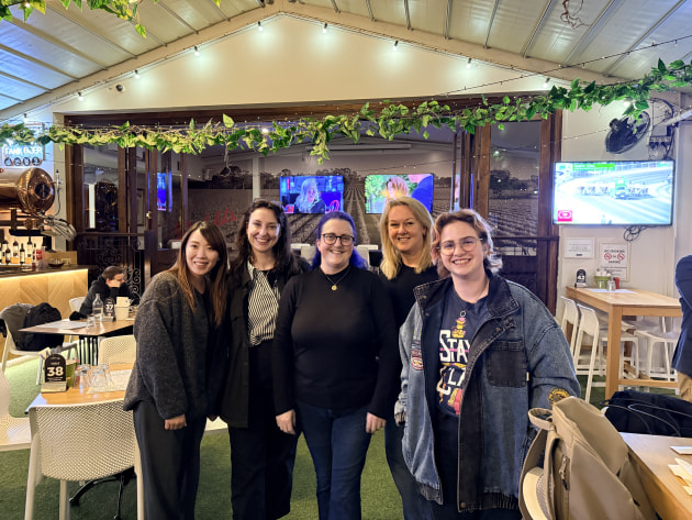 Scholarship cohort (l-r): Chisato Moriguchi, Annabelle Redford, Stephanie Gaddin, Jane Jackson and Arlo-Cyrus Bruhn