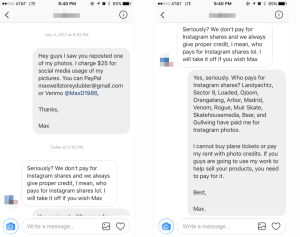No, you can’t use my photos on your brand’s Instagram for free